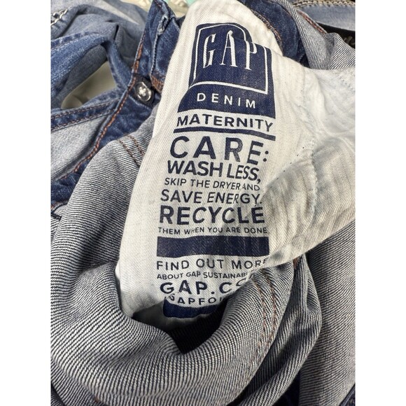 Gap Maternity Stretch Denim Jean Bib Overalls Size S Pockets 27 inch Inseam - Picture 7 of 8
